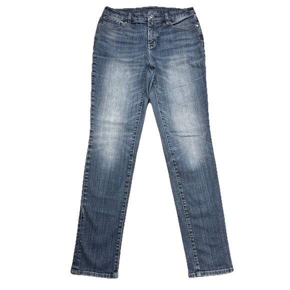 Chicos Slimming Girlfriend Slim Leg Jeans 0 (4) Blue Stretch Measures 29 x 29.5 - Picture 1 of 7